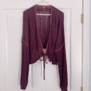 Free People open cardigan with tie at bottom
